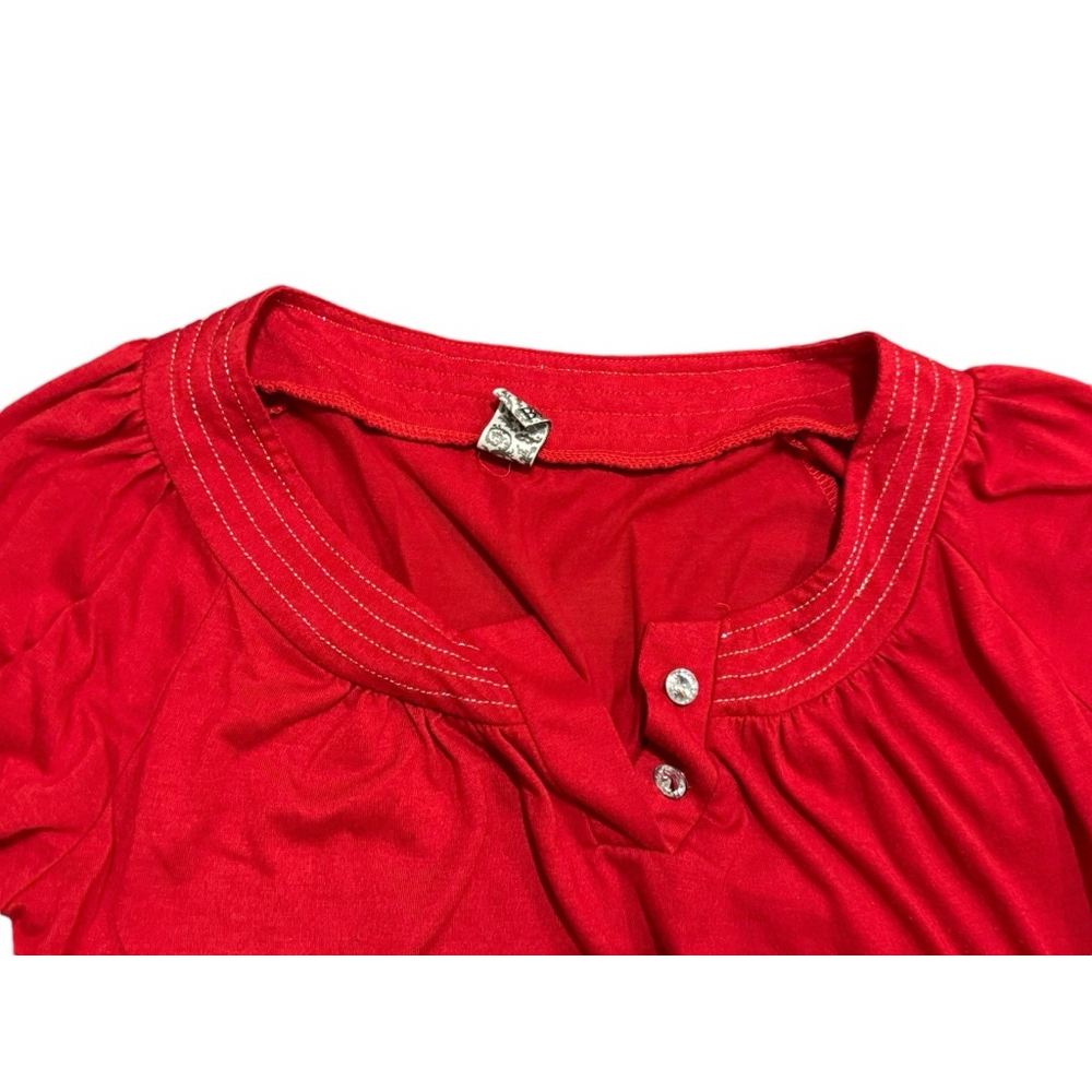 BKE Women’s Red Long Sleeve Shirt Rhinestone Contrast Stitching Size Large - Picture 3 of 9